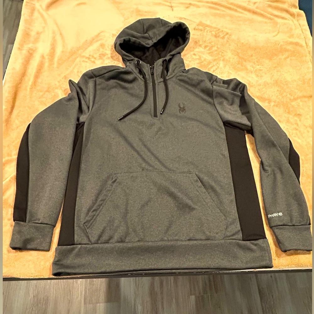 Men’s Charcoal/Black Spyder Performance Tech Hooded Sweatshirt - M